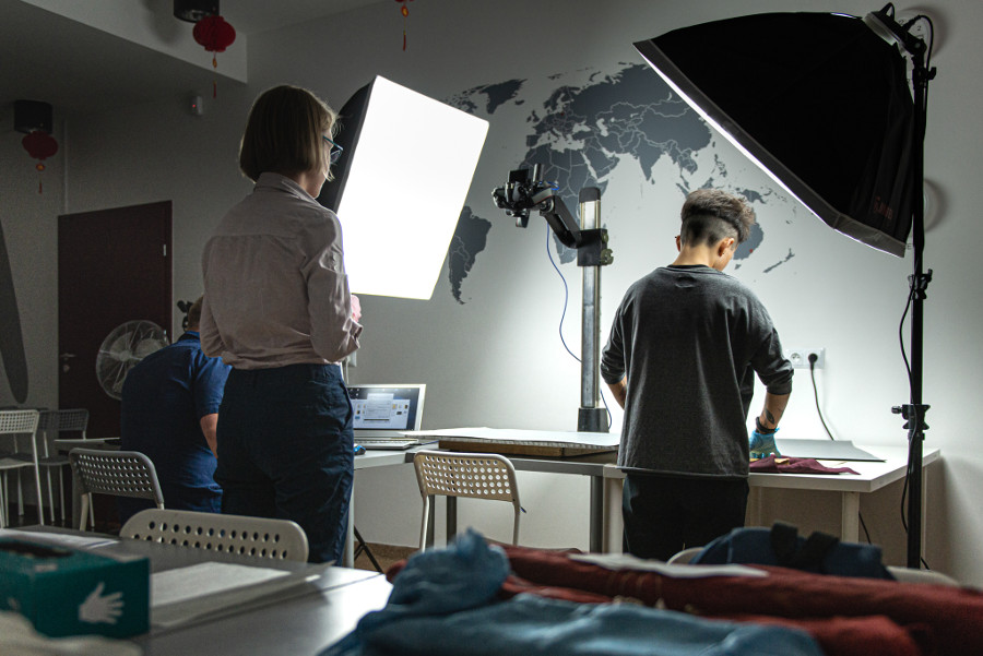 Photo showing the work during the photographing of the manuscripts.